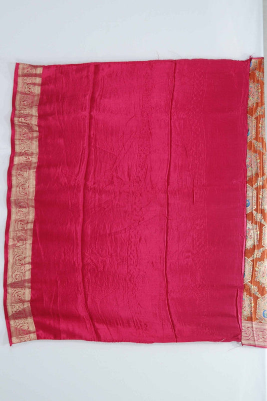 Elegant Orange and Pink Banarasi Silk Saree Traditional Festive & Wedding Wear - Mangaldeep NX