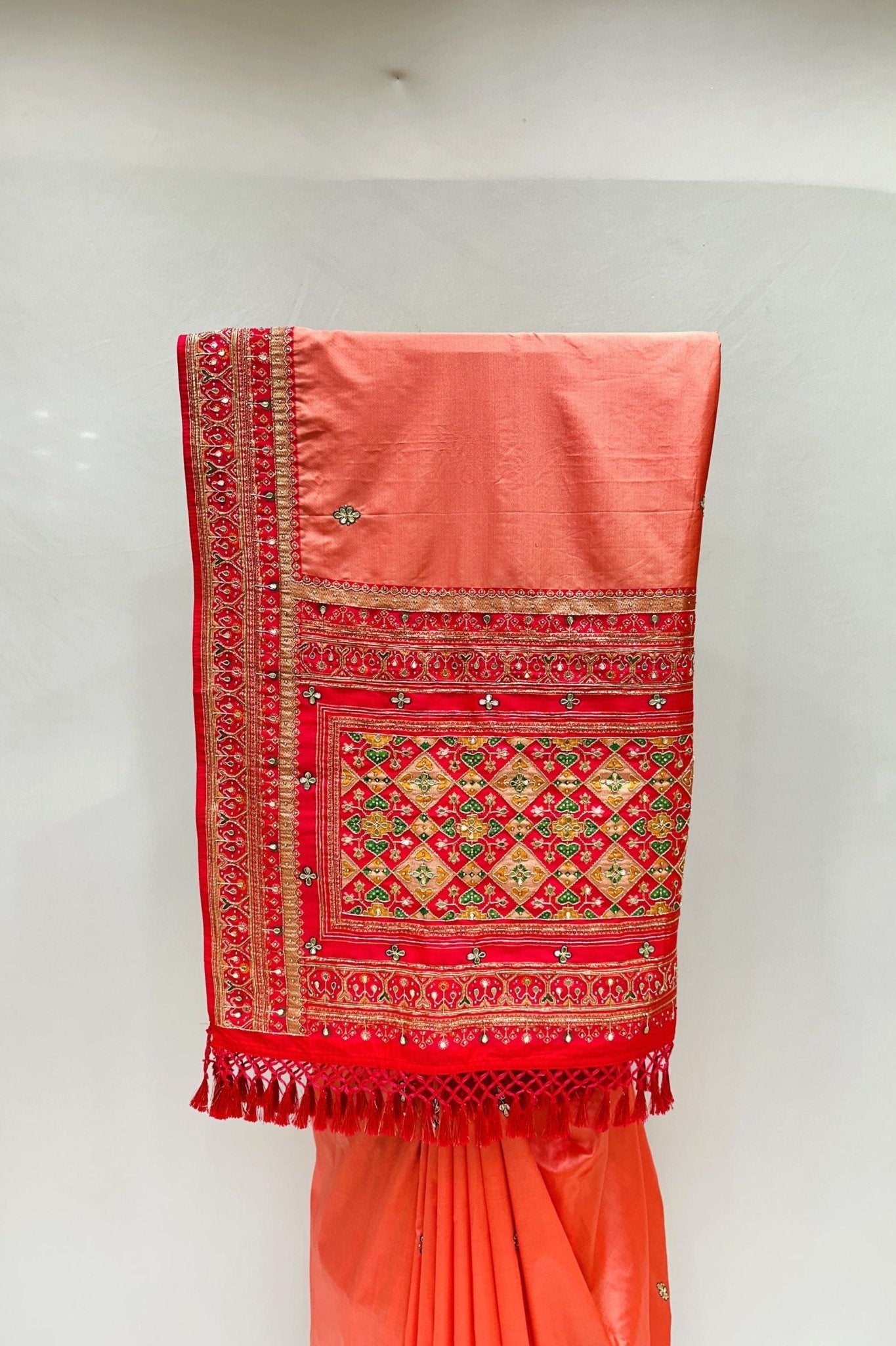 Elegant Orange Embroidered Silk Saree - Mangaldeep NX