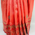 Elegant Orange Embroidered Silk Saree - Mangaldeep NX