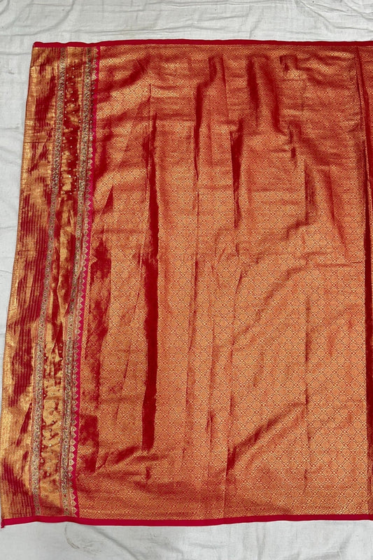 Elegant Orange & Red Banarasi Silk Saree - Mangaldeep NX