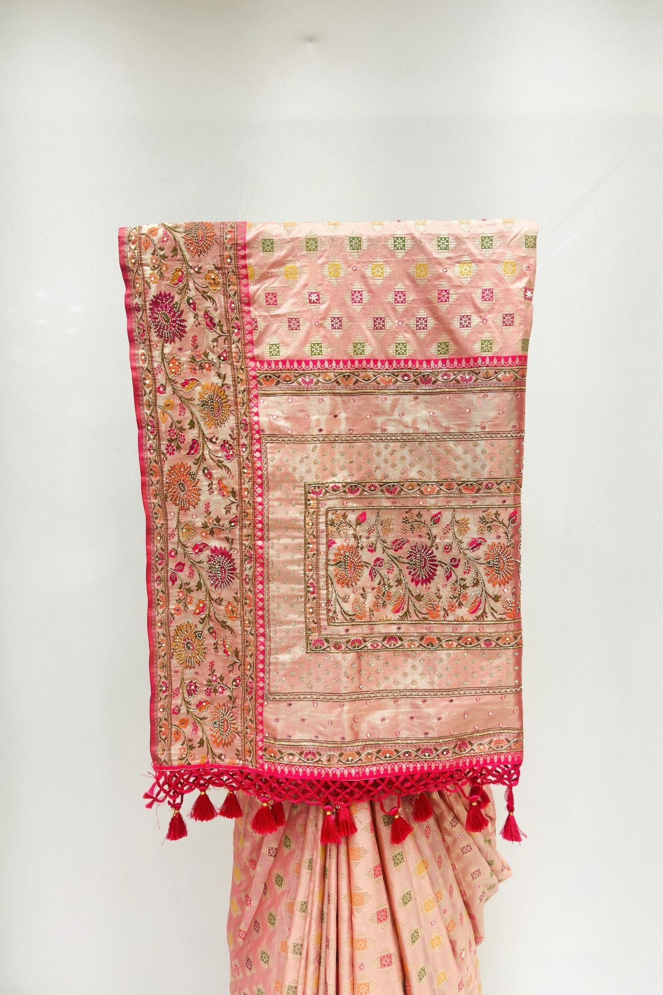 Elegant Peach Banarasi Silk Saree - Mangaldeep NX
