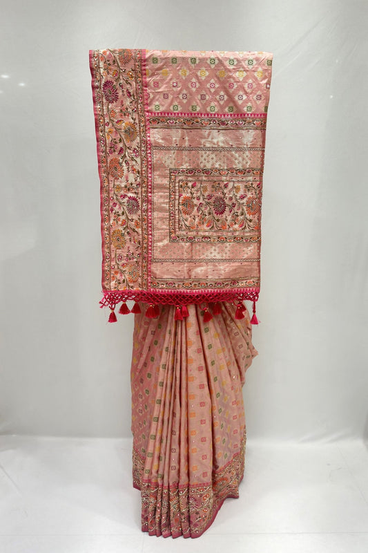 Elegant Peach Banarasi Silk Saree - Mangaldeep NX