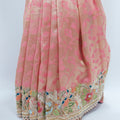 Elegant Peach Banarasi Silk Saree Traditional Wedding Festive Wear - Mangaldeep NX