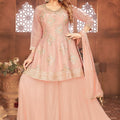 Elegant Peach Embroidered Silk Anarkali Suit - Mangaldeep NX