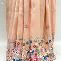 Elegant Peach Embroidered Silk Saree - Mangaldeep NX