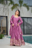 Elegant Purple Anarkali Dress with Golden Embroidery - Mangaldeep NX