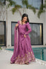 Elegant Purple Anarkali Dress with Golden Embroidery - Mangaldeep NX