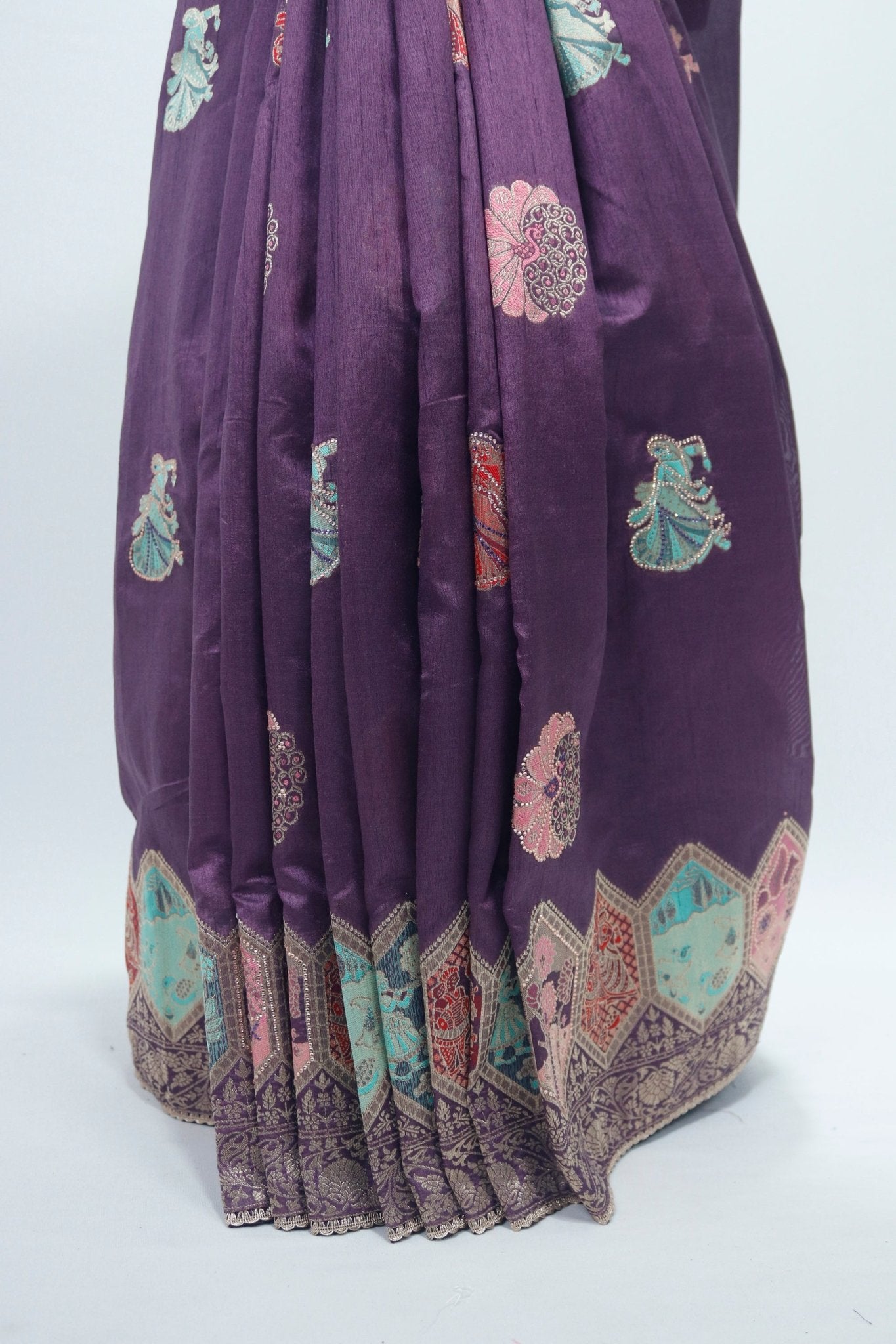 Elegant Purple Banarasi Silk Saree with Multicolor Brocade Weaving & Traditional Motifs – Wedding & Festive Wear - Mangaldeep NX
