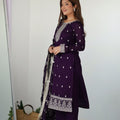 Elegant Purple Embroidered Kurta Set with Dupatta - Mangaldeep NX