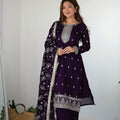 Elegant Purple Embroidered Kurta Set with Dupatta - Mangaldeep NX