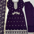 Elegant Purple Embroidered Kurta Set with Dupatta - Mangaldeep NX
