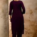 Elegant Purple Embroidered Silk Blend Readymade Salwar Kameez - Mangaldeep NX