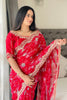 Elegant Rani Pink Floral Georgette Saree with Embroidered Lace Border - Mangaldeep NX