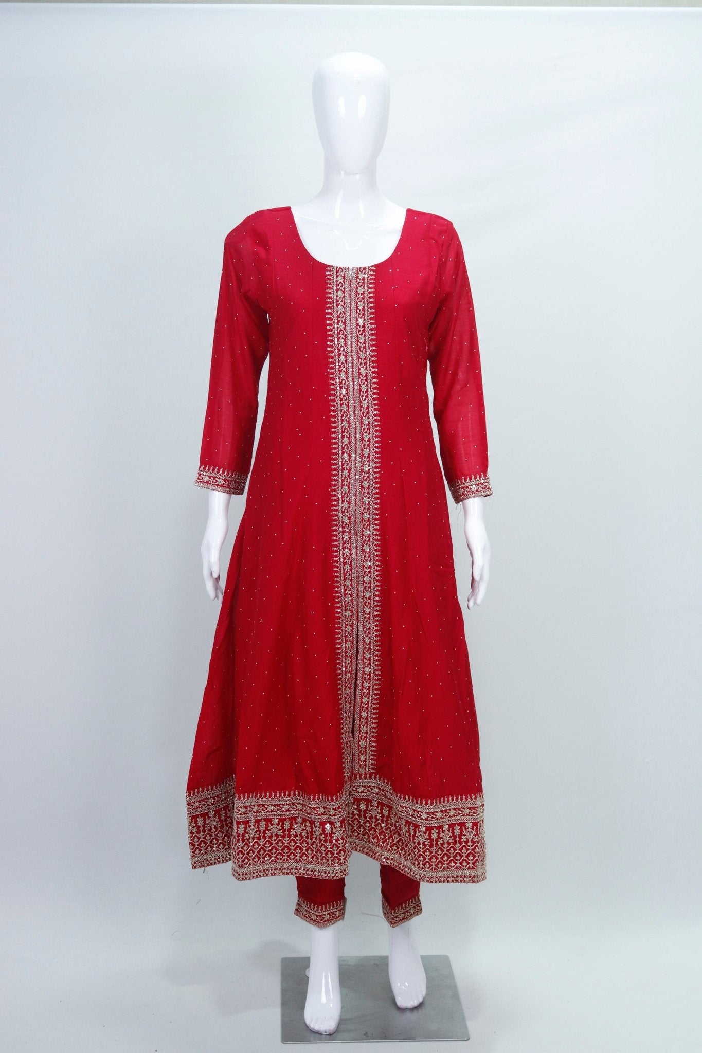 Elegant Red Georgette Embroidered Kurta Set with Dupatta - Mangaldeep NX