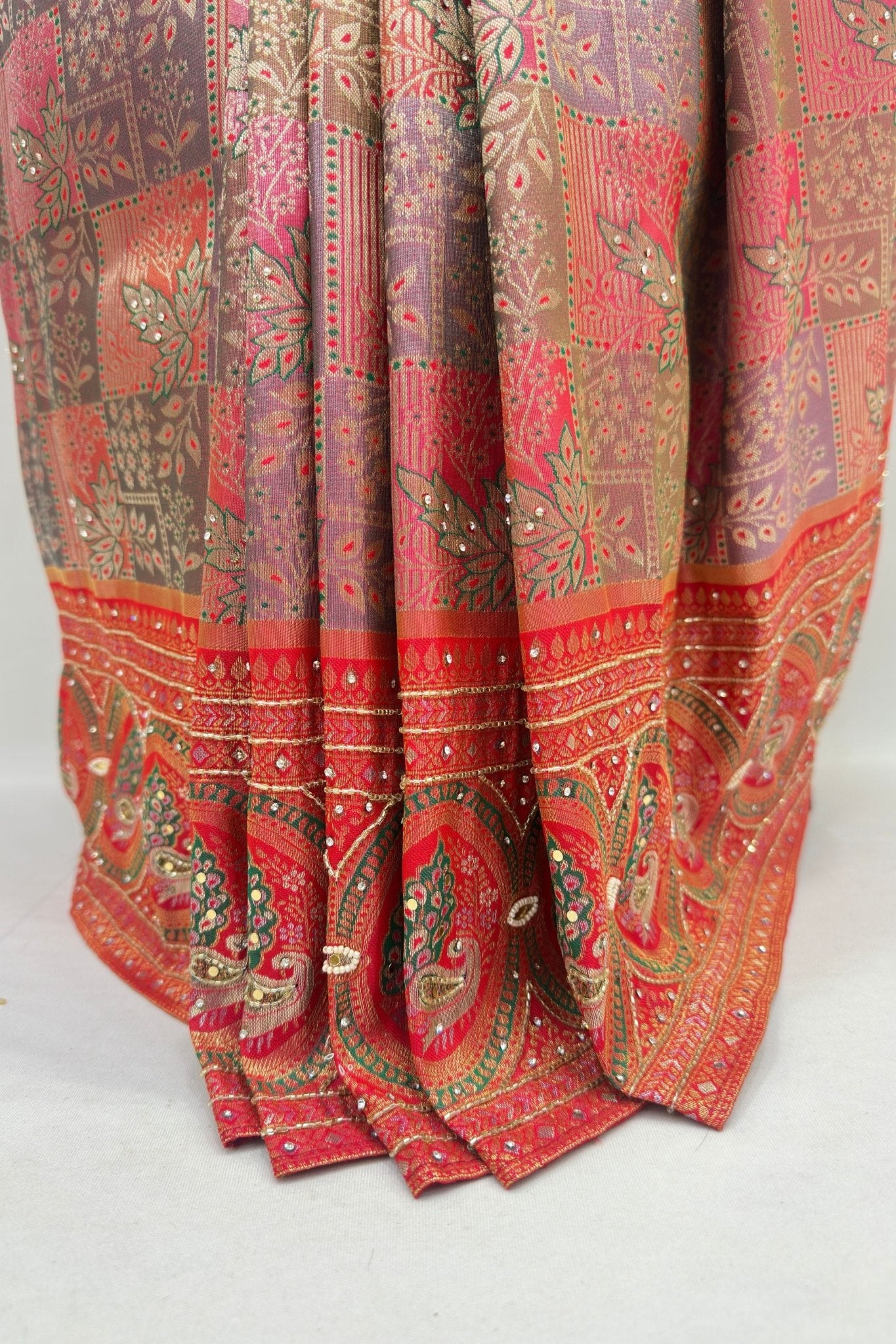 Elegant Red & orange Banarasi Silk Saree - Mangaldeep NX