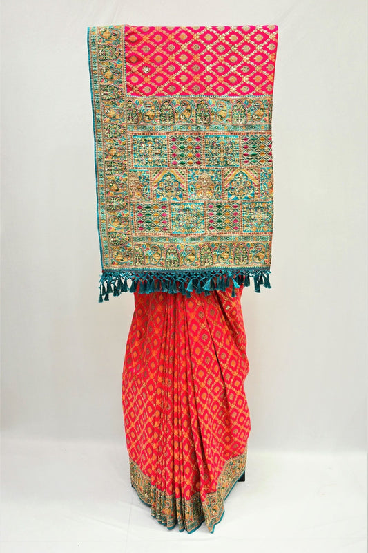 Elegant Red Patola Silk Saree - Mangaldeep NX