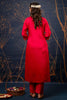 Elegant Red Shimmer Pant Style Suit with Floral Dupatta - Mangaldeep NX