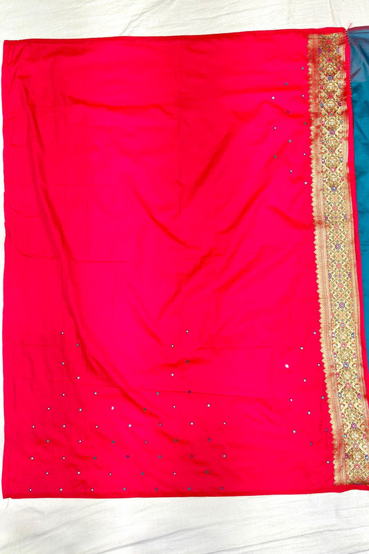 Elegant Teal Blue Banarasi Silk Saree - Mangaldeep NX