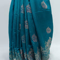 Elegant Teal Blue Banarasi Silk Saree with Antique Zari Weaving & Paisley Motifs – Festive & Wedding Wear - Mangaldeep NX
