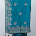 Elegant Teal Blue Banarasi Silk Saree with Antique Zari Weaving & Paisley Motifs – Festive & Wedding Wear - Mangaldeep NX