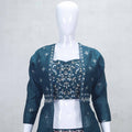 Elegant Teal Blue Embroidered Lehenga Choli with Jacket - Mangaldeep NX