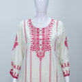 Elegant White Cotton Kurta Set with Red Chikankari Ethnic Wear - Mangaldeep NX