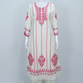 Elegant White Cotton Kurta Set with Red Chikankari Ethnic Wear - Mangaldeep NX