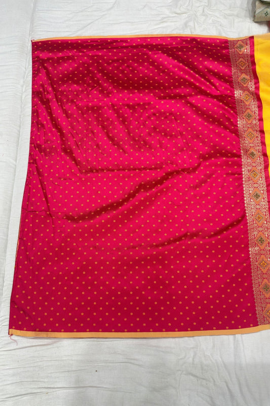 Elegant Yellow & Pink Banarasi Silk Saree - Mangaldeep NX