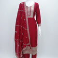 Embroidered Maroon Georgette Salwar Suit Set with Dupatta Traditional Ethnic Wear for Women - Mangaldeep NX