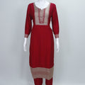 Embroidered Maroon Georgette Salwar Suit Set with Dupatta Traditional Ethnic Wear for Women - Mangaldeep NX