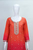 Embroidered Orange Pink Georgette Sharara Suit Set - Mangaldeep NX