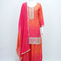 Embroidered Orange Pink Georgette Sharara Suit Set - Mangaldeep NX