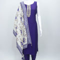 Embroidered Purple Straight Suit Set with Printed Floral Dupatta Festive & Ethnic Wear for Women - Mangaldeep NX