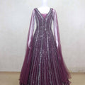 Fancy Maroon Mirror Work Gown with Full Sleeves - Mangaldeep NX