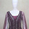 Fancy Maroon Mirror Work Gown with Full Sleeves - Mangaldeep NX