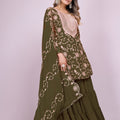 Fancy Mehendi Green Embroidered Readymade Sharara Suit - Mangaldeep NX