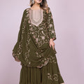 Fancy Mehendi Green Embroidered Readymade Sharara Suit - Mangaldeep NX