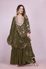 Fancy Mehendi Green Embroidered Readymade Sharara Suit - Mangaldeep NX