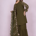 Fancy Mehendi Green Embroidered Readymade Sharara Suit - Mangaldeep NX