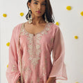 Fancy Pink Chiffon Embroidered Salwar Suit - Mangaldeep NX