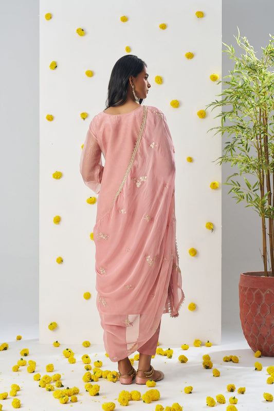 Fancy Pink Chiffon Embroidered Salwar Suit - Mangaldeep NX