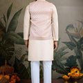 Festive Beige Kurta Set with Koti Jacket - Mangaldeep NX