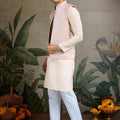 Festive Beige Kurta Set with Koti Jacket - Mangaldeep NX