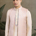 Festive Beige Kurta Set with Koti Jacket - Mangaldeep NX