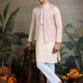 Festive Beige Kurta Set with Koti Jacket - Mangaldeep NX