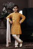 Festive Boys Golden Yellow Printed Kurta with Cream Pyjama and White Dupatta - Mangaldeep NX