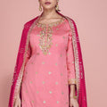 Festive Pink and Magenta Embroidered Sharara Suit for Women - Mangaldeep NX
