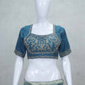Festive Teal Blue Embroidered Silk Lehenga Choli with Dupatta - Mangaldeep NX