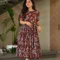 Festive Wear Maroon Faux Georgette Fully Flared Printed Kurti - Mangaldeep NX