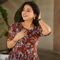 Festive Wear Maroon Faux Georgette Fully Flared Printed Kurti - Mangaldeep NX